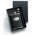 6 Oz. Bonded Black Leather Stainless Steel Flask w/Funnel in Gift Set